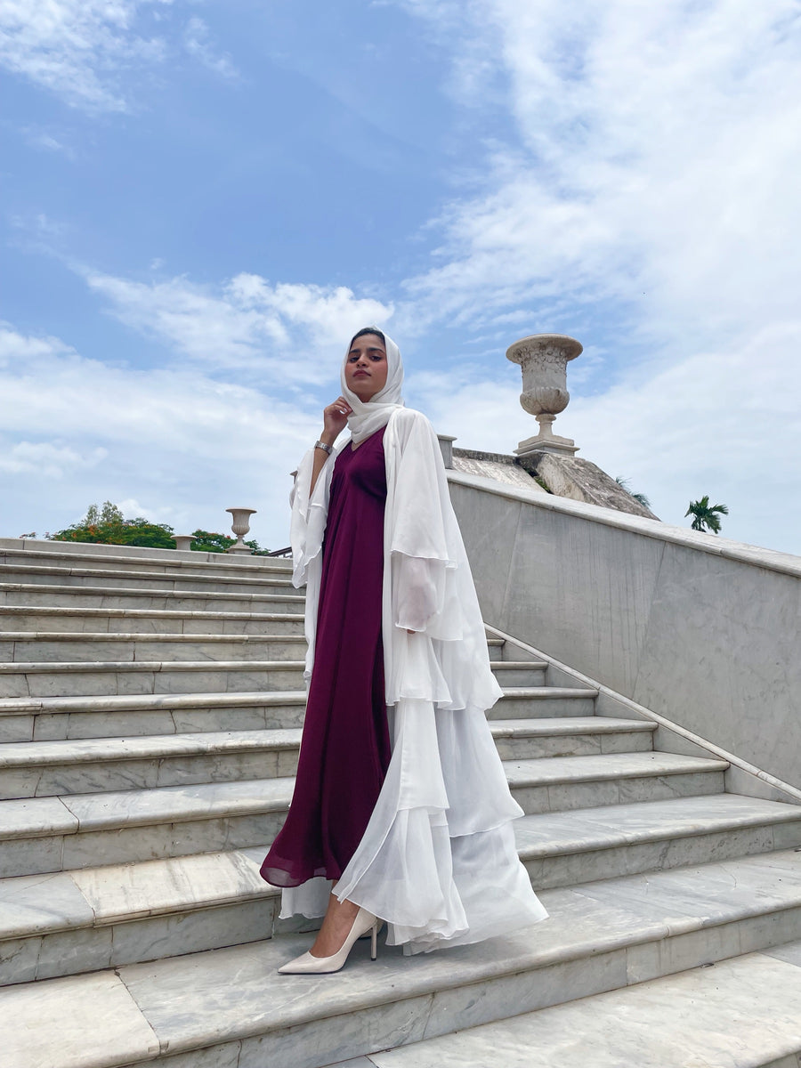 Dahlia Layer Abaya — Angel White