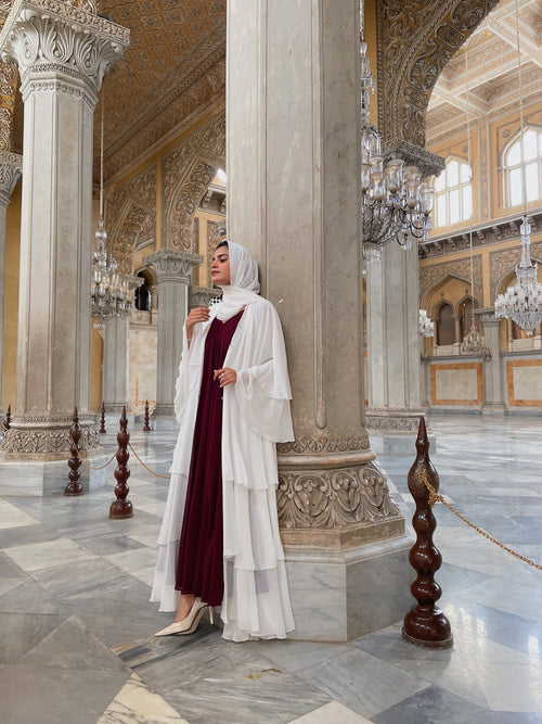 Dahlia Layer Abaya — Angel White