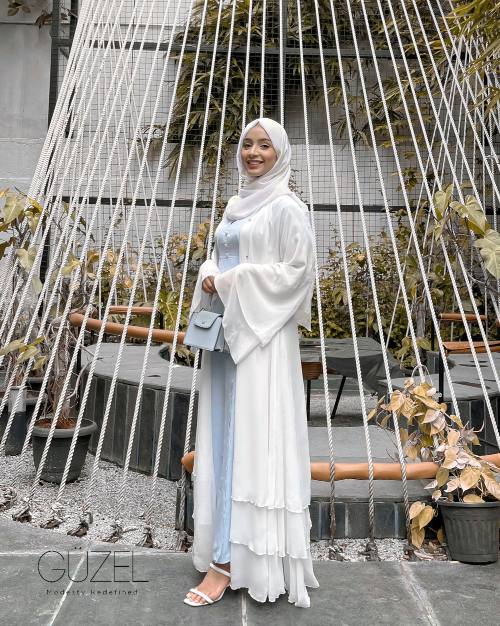 Dahlia Layer Abaya — Angel White