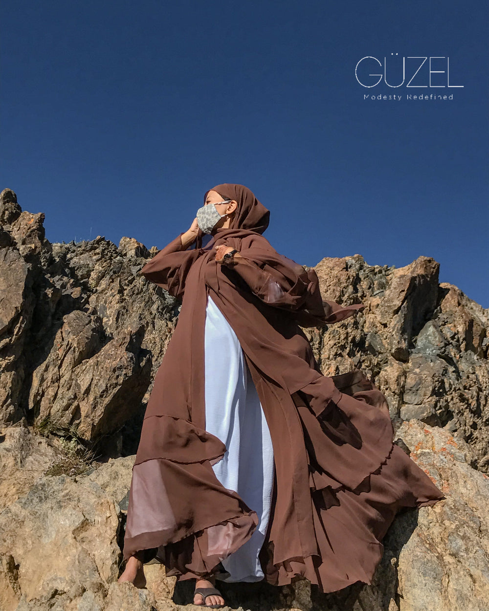 Dahlia Layer Abaya — Chocolate Brownie
