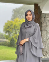 Dahlia Layer Abaya — Stone Grey