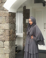 Dahlia Layer Abaya — Stone Grey