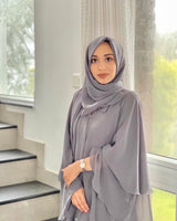 Dahlia Layer Abaya — Stone Grey