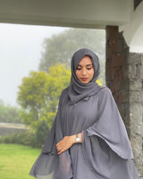 Dahlia Layer Abaya — Stone Grey