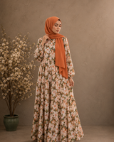 Floral Printed Gown — Orange