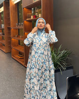 Floral Printed Gown — Blue