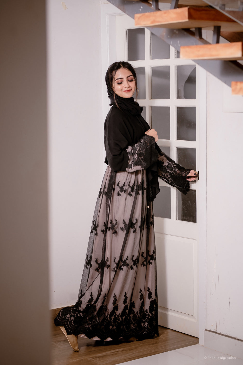 Nude Blooms Abaya