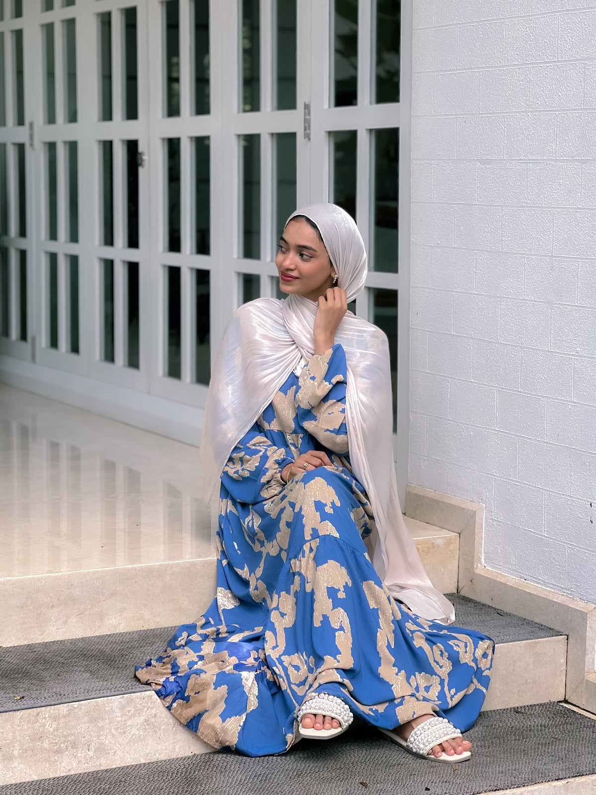 Printed Gown - Blue Paisley