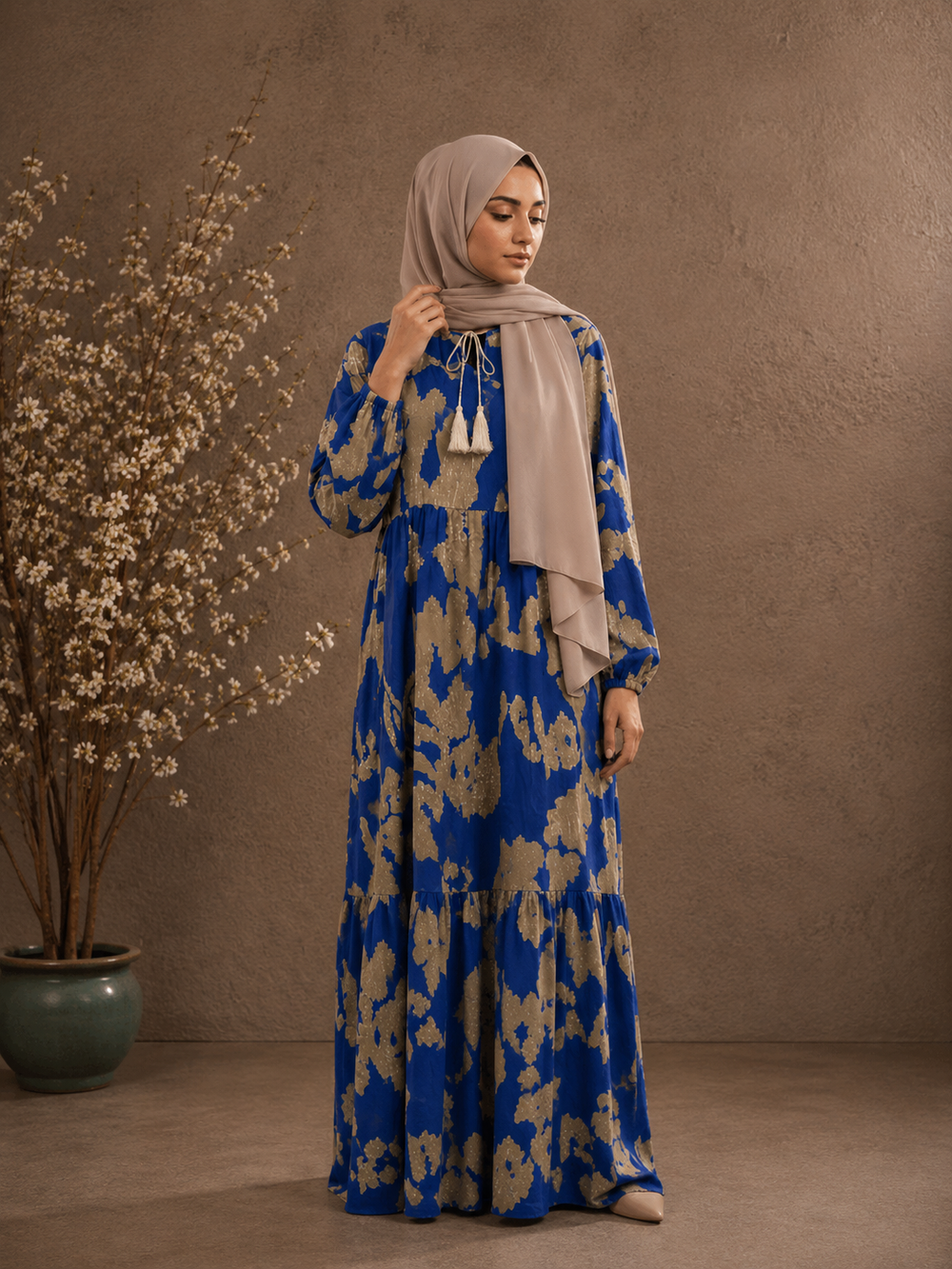 Printed Gown - Blue Paisley