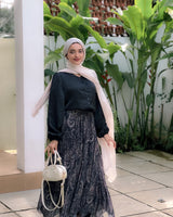 Print Skirt Set - Black Paisley