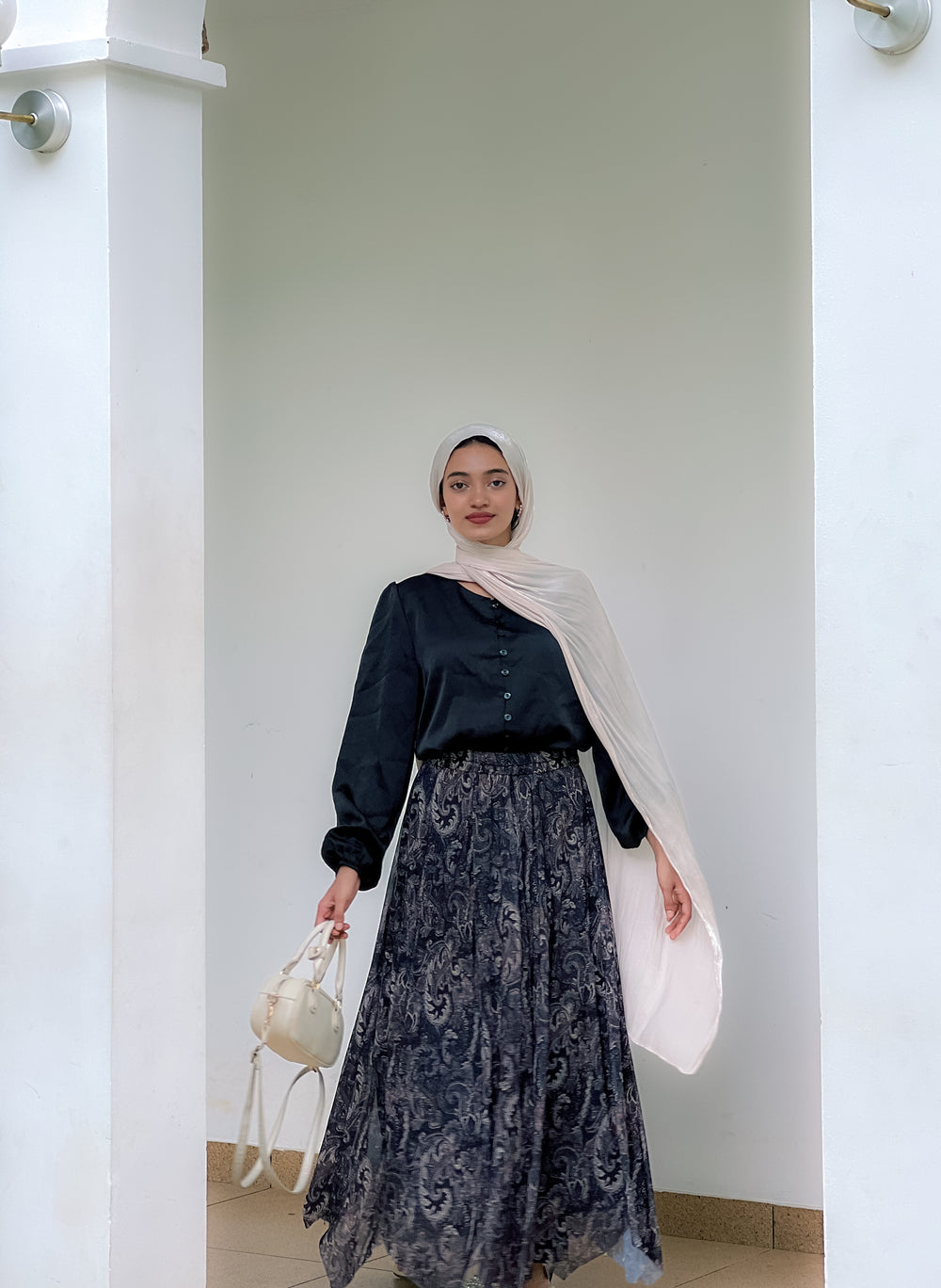 Print Skirt Set - Black Paisley