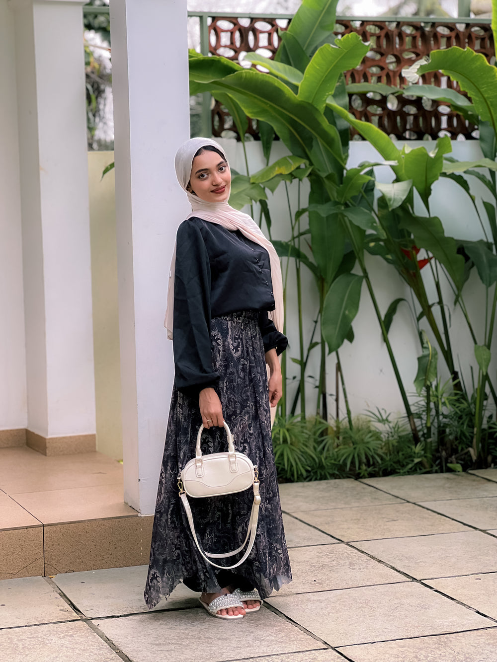Print Skirt Set - Black Paisley