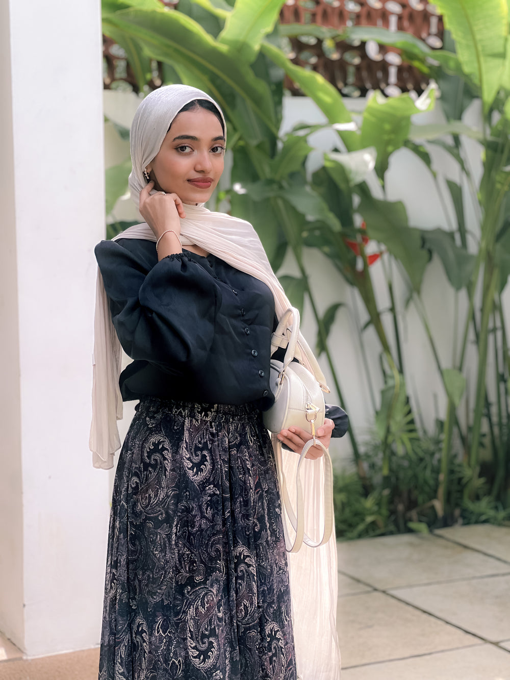 Print Skirt Set - Black Paisley