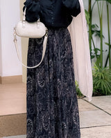 Print Skirt Set - Black Paisley