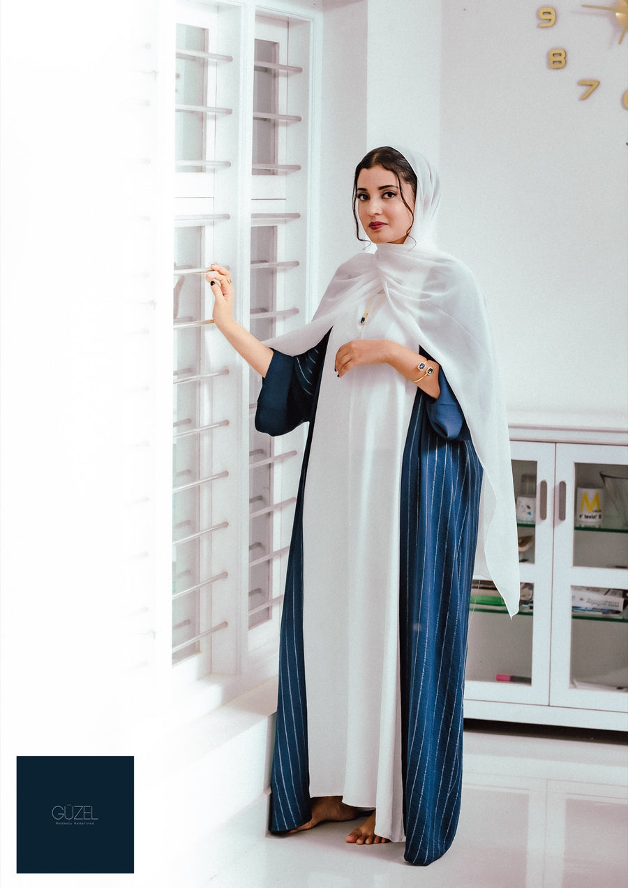 Silver Lines Abaya Set