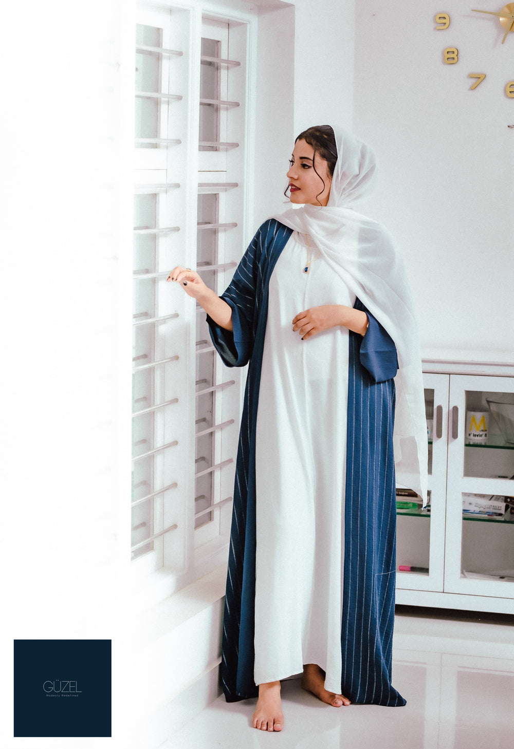 Silver Lines Abaya Set