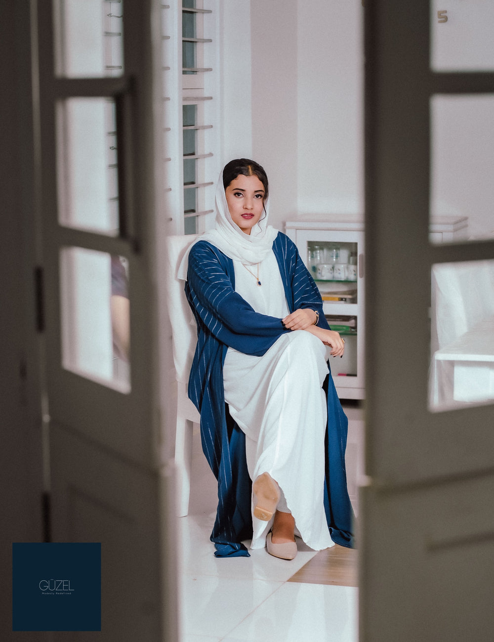 Silver Lines Abaya Set