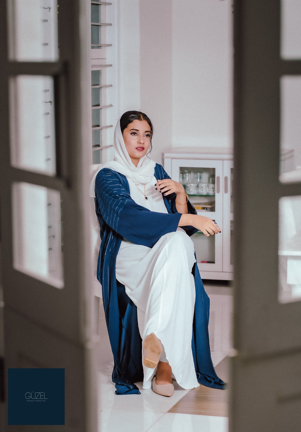 Silver Lines Abaya Set